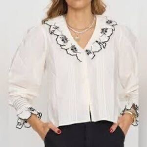 NWT Sonmer Margarita Blouse in Ecru - Size Large | Quiet Luxury Brand